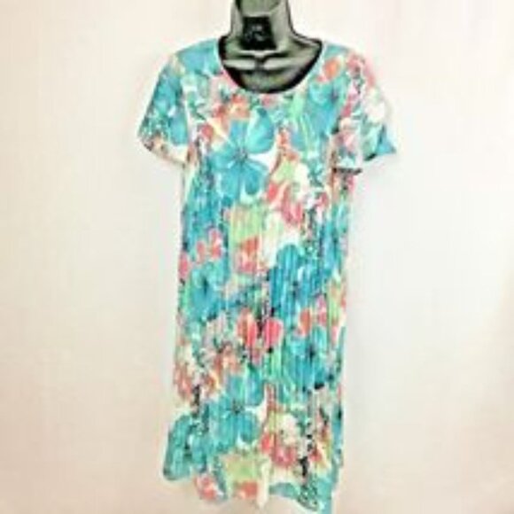 SPENSE Lined Accordion Pleat Asymmetrical Hem Short Petal Sleeve Dress 8 NWT - Picture 1 of 8